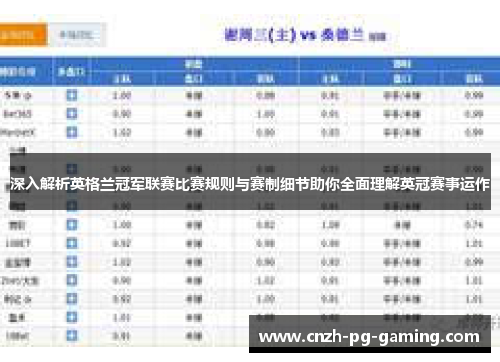 深入解析英格兰冠军联赛比赛规则与赛制细节助你全面理解英冠赛事运作